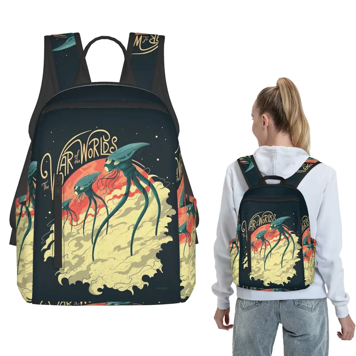 War Of The Worlds Backpack Large Capacity Boys Girls BookBag School Bag Shoulder Bags for Men Women