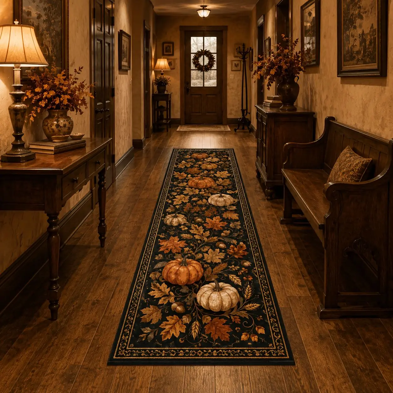 Oversized Halloween Runner Mat for Hallway and Entryway, Extra Long Rectangular Rug for Living Room, Outdoor Parties and Dining, Suitable for Kitchen, Doorway and Bathroom, Non-Slip PVC Bottom, Stylish Print