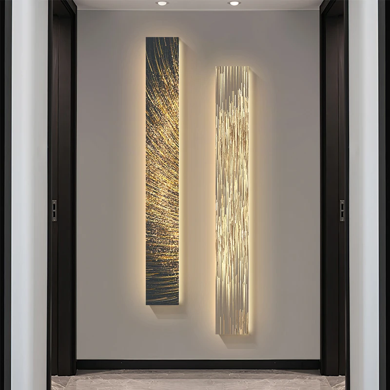 Modern Abstract Led Indoor Painting Long Strip Wall Hanging Lamp Suitable For Indoor Home Room Living Room Decoration Home Lamp