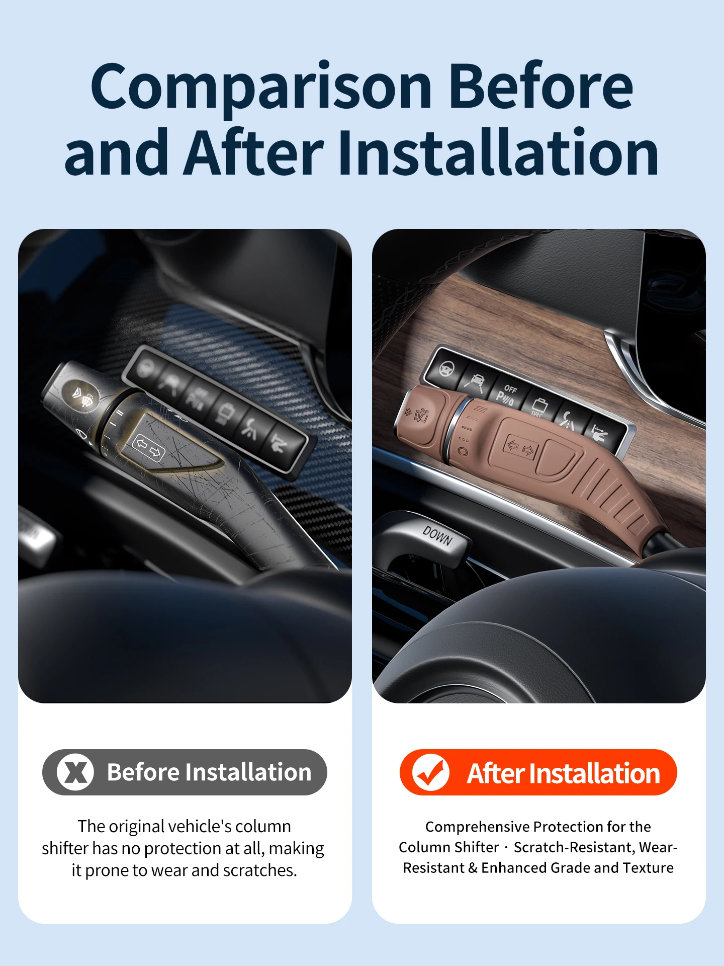 Für Mercedes-Benz A B C E S GLC GLE Klasse W205 W212 W213 W176 W222 2014-2023 Silikon-Lenksäulen-Schalt- und Wischerhebelabdeckung – Detail 3