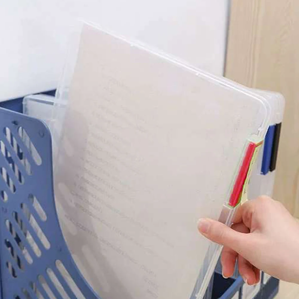 A4 A5 File Storage Box Transparent Portable Folder Document Case Organizer Test Paper Classification Boxes Clip Plastic Box