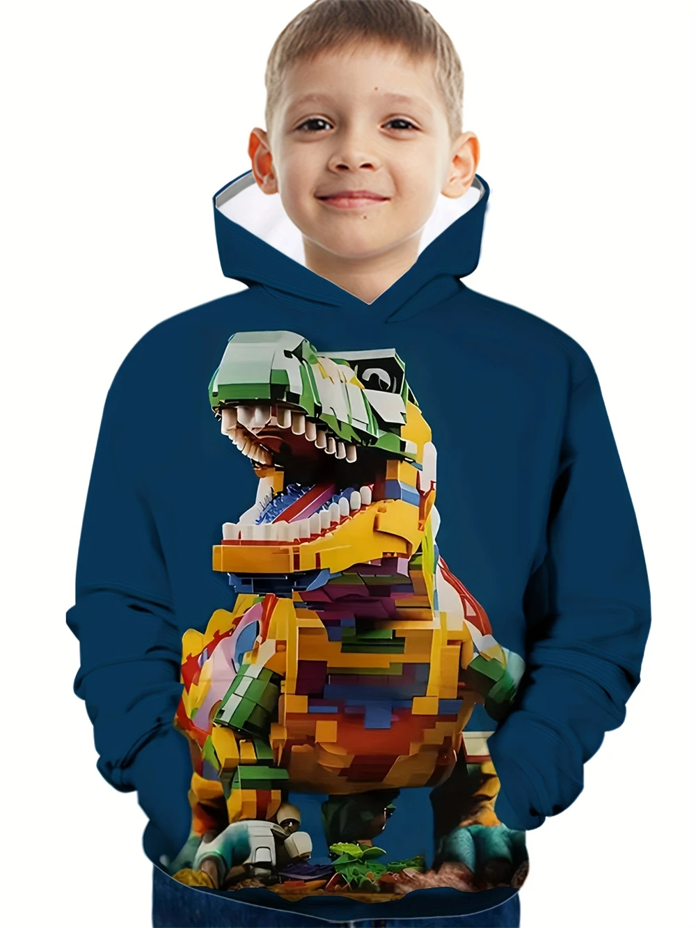 Fashion Dinosaur Roaring 3D Printed Hoodie Boys Clothing Cool Kids Long Sleeve Tops Street Hoodies Sweatshirts Kids Clothing