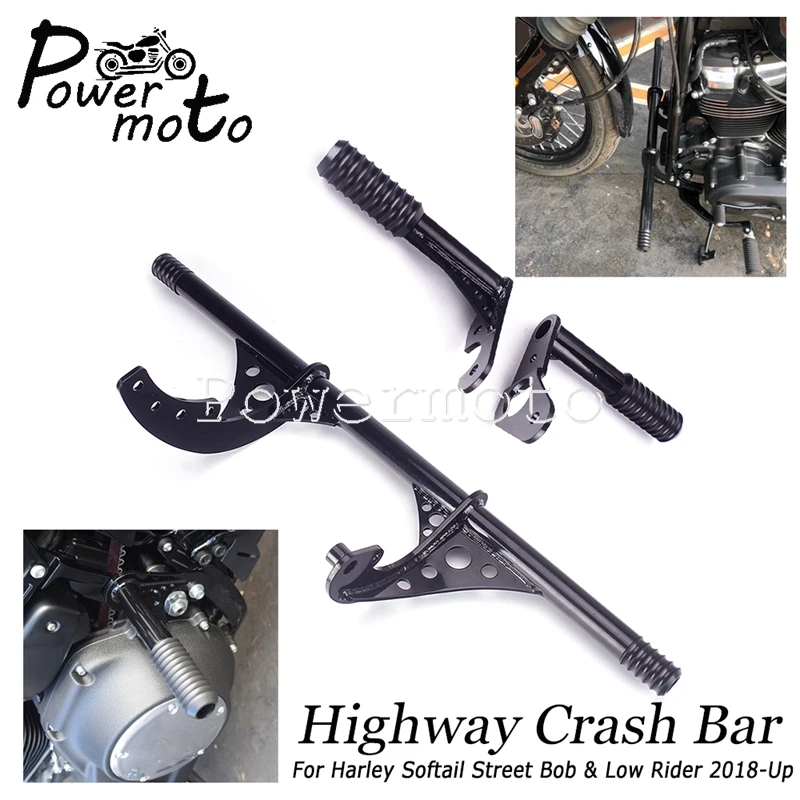 

Front Crash Highway Pegs Bar Motorbike Engine Guard Protector Bumper For Harley Softail Street Bob Low Rider Fat Bob FXST 18-up