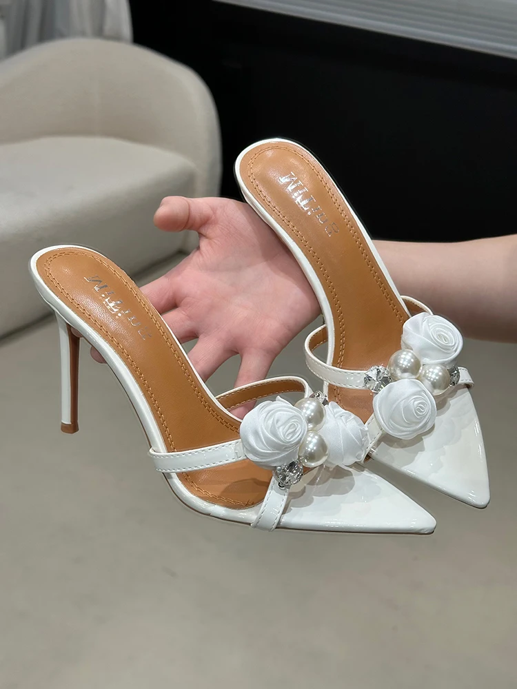 

Summer Flower Open Toe Sandals Outdoor Slip on Female Pumps Fashion Women Shoes Slingback High Heel Zapatos Mujer
