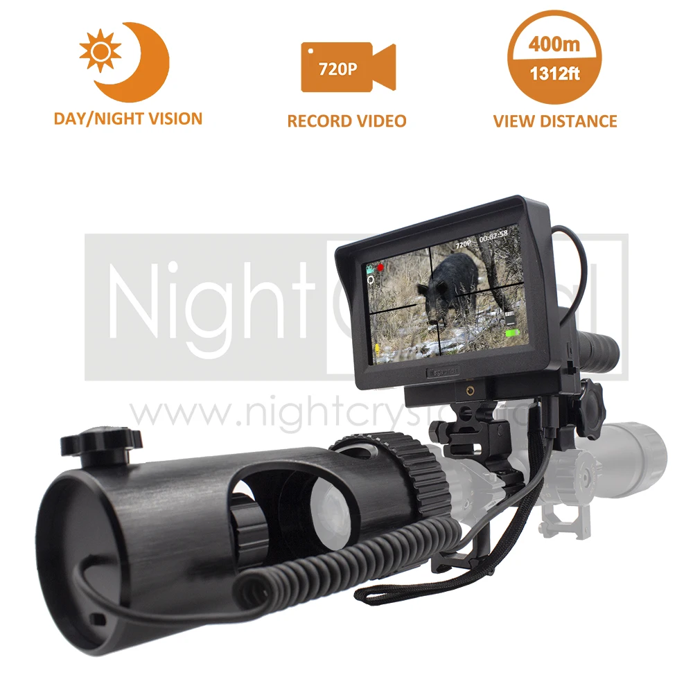 Nachtsichtgeräte-Aufsatz mit LCD-Display und Infrarot-Taschenlampe für Gewehre, Airsoft, taktische Jagd, 720P HD