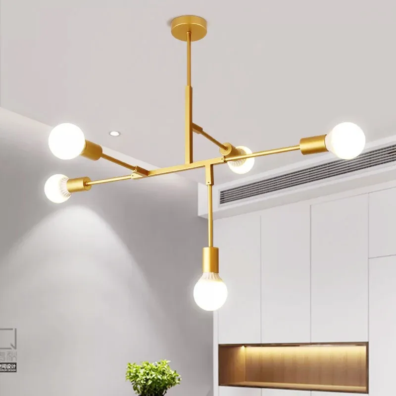 Wrought Iron LED Chandelier Retro Industrial Ceiling Lamp Light Living Room Dining Room Modern Decor Home Lighting Fixture