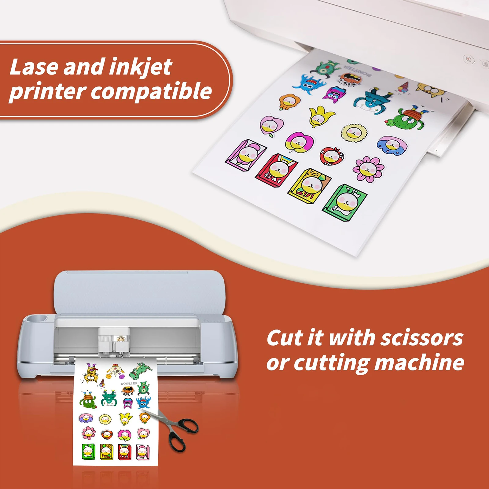 20 Sheets 8.5x 11 Inches Printable Vinyl Sticker Paper Matte White for Inkjet Printer Self-Adhesive Sheets Waterproof