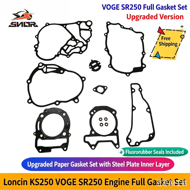 SNOR Full Engine Gasket Set For Loncin VOGE SR250GT Tianying TX250 Nanfang Feige 250 Cylinder Clutch Cover Oil Pan Seal
