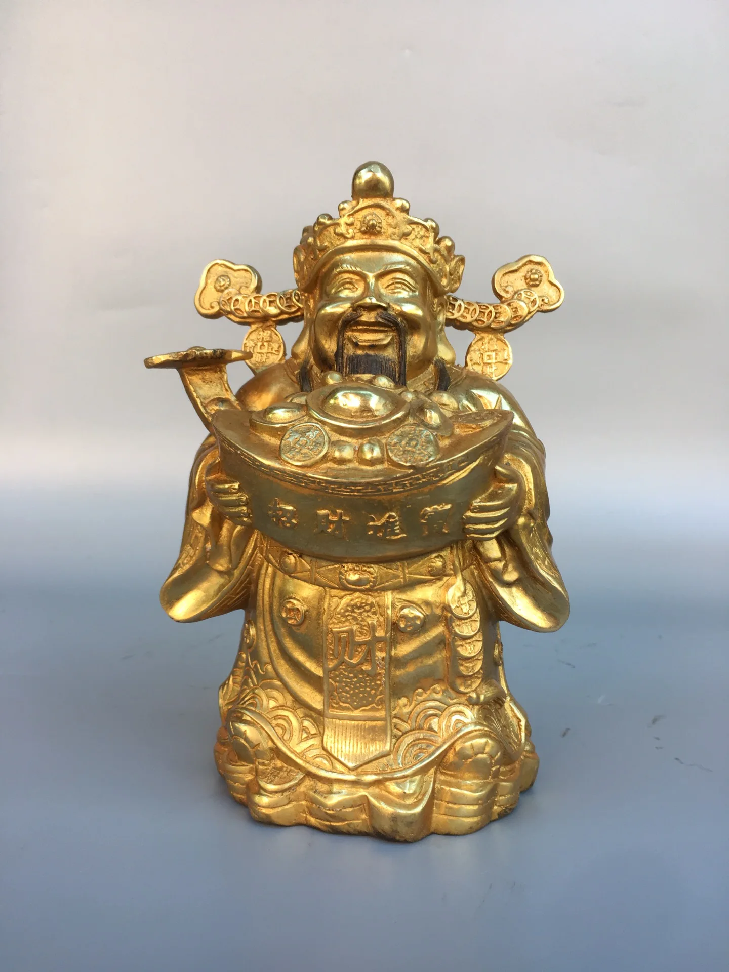Antique Chinese copper hand-mand send money statue,Handicrafts, best collection&adornment, Free shipping