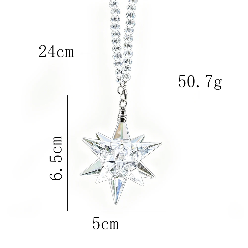 Mehrflächiger 12-Punkt-Kristallstern Sonnenfänger Ornament Klarer K9-Kristall Auto-Rückspiegel-Anhänger Fenster Regenbogen-Prisma Deko – Detail 7