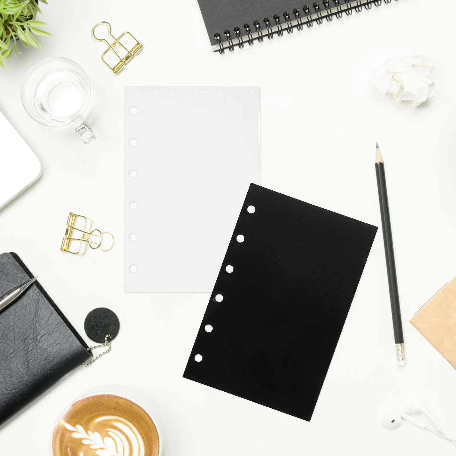 

10 Sheets 6-Hole Plastic Binder Pockets Folder for Loose Leaf Documents Files Office Supplies Receipts Checks Bills Business