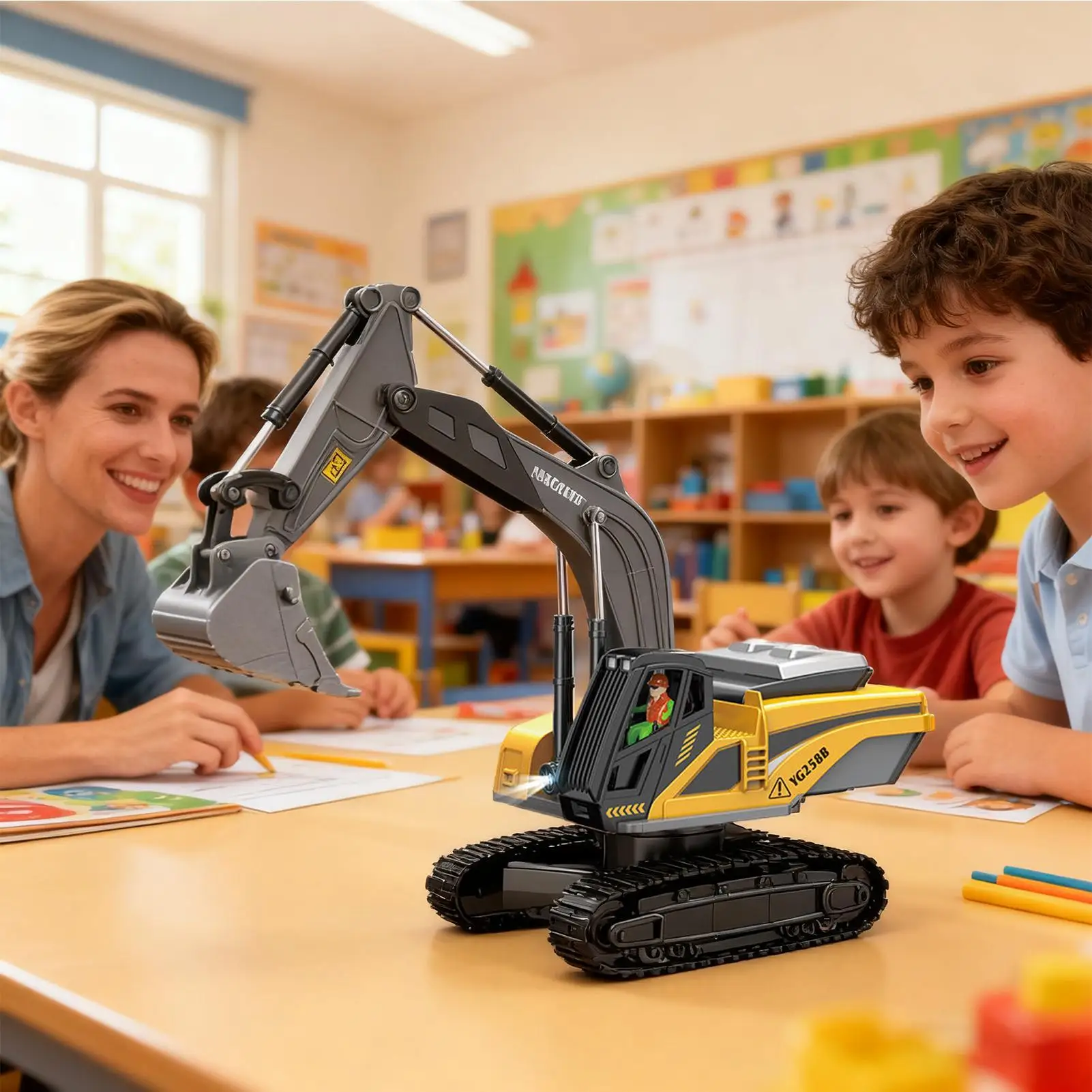 

Electric Truck For Kids Electric Excavator With Light And Sound Metal Bed Toy Dump Truck Set With Rechargeable Battery For Age