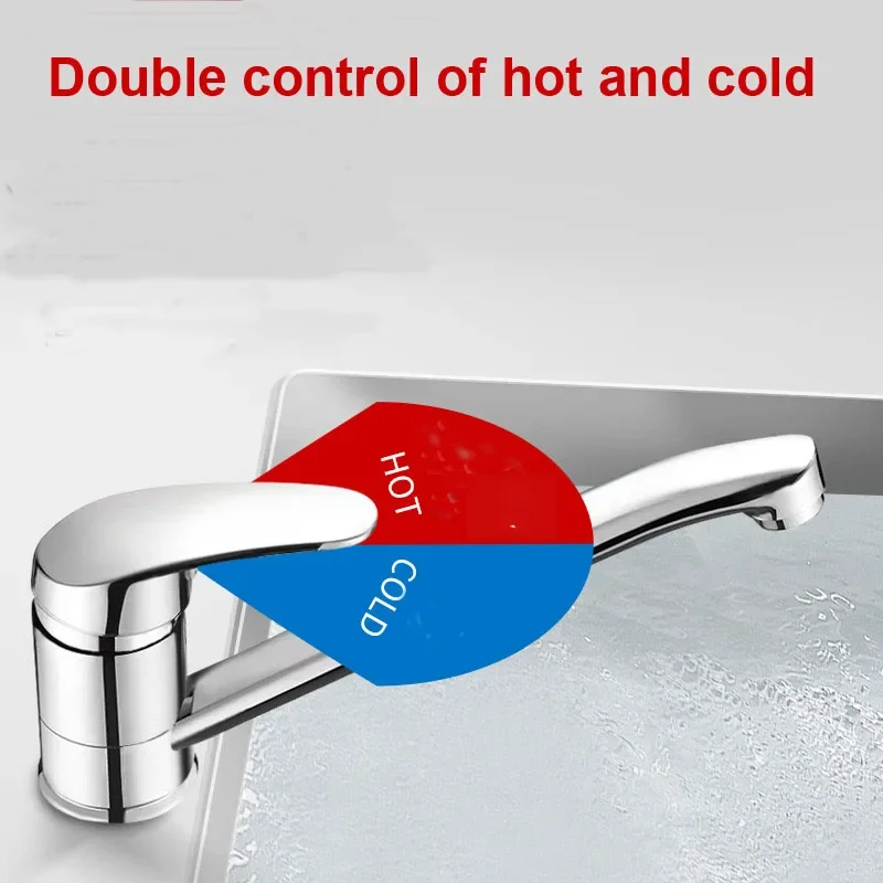 Robinet de lavabo de salle de bains en alliage de Zinc, modèle court, robinet d'évier de cuisine, mélangeur de lavage chaud et froid, robinet de grue, robinets d'évier rotatifs à 360 degrés