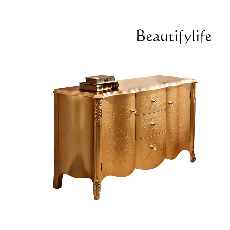 

European neoclassical champagne gold dining side cabinet, door decoration cabinet, bedroom villa high-end wall side cabinet