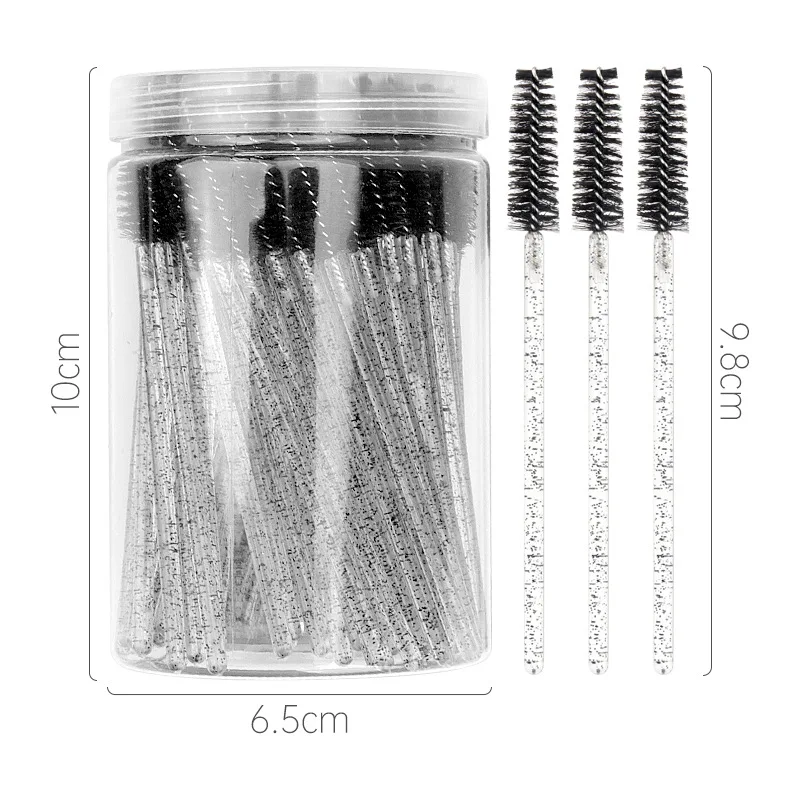 50Pcs Disposable Crystal Eyelash Makeup Brush With Bottle Diamond Handle Mascara Wands Applicator Spoolers Eyelashes Cosmetic