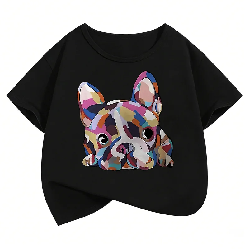 Vintage Dog Retro Graphic Kids Tshirts Summer Short Sleeve Tees Cartoon Animal Boys Girls Clothes Kawaii Tops Children T-shirt