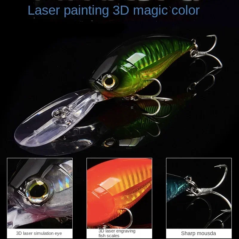 غواص عميق كرانكبيت العائمة المتذبذب الصيد إغراء توبووتر الطعم الكبير الغوص التصيد المتذبذب ميغاباس سويم ل بايك باس #3