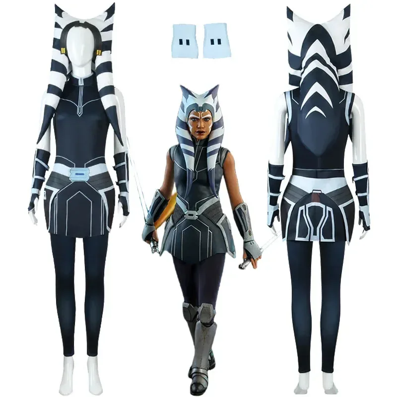 New ★ Ahsoka Tano Cosplay Star and The Clone Wars Costume Hat Children Full Set Adult Halloween Party Cos★ 2025 qi☆
