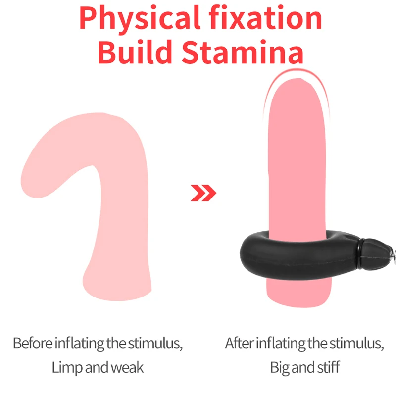 Penis Ring Sex Toys for Men Inflatable Cock Lock Bondage Enlarger Enhancer Male Masturbator Couple Longer Erections Penisring