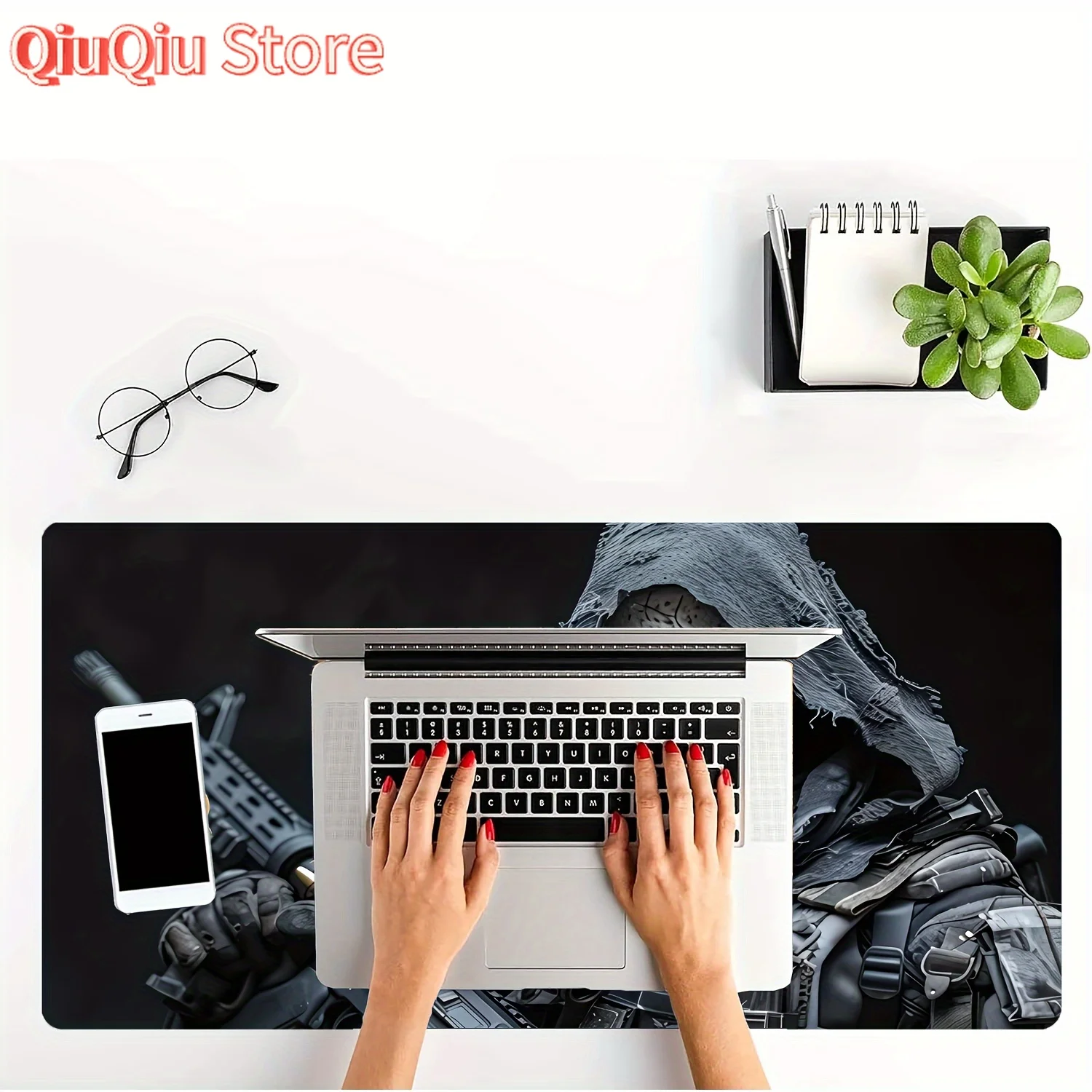 Anime Skull Gun Tappetino per mouse da gioco grande 900x400MM Tappetino da scrivania in gomma Bordi cuciti Tappetino per mouse da ufficio antiscivolo per giochi e lavoro