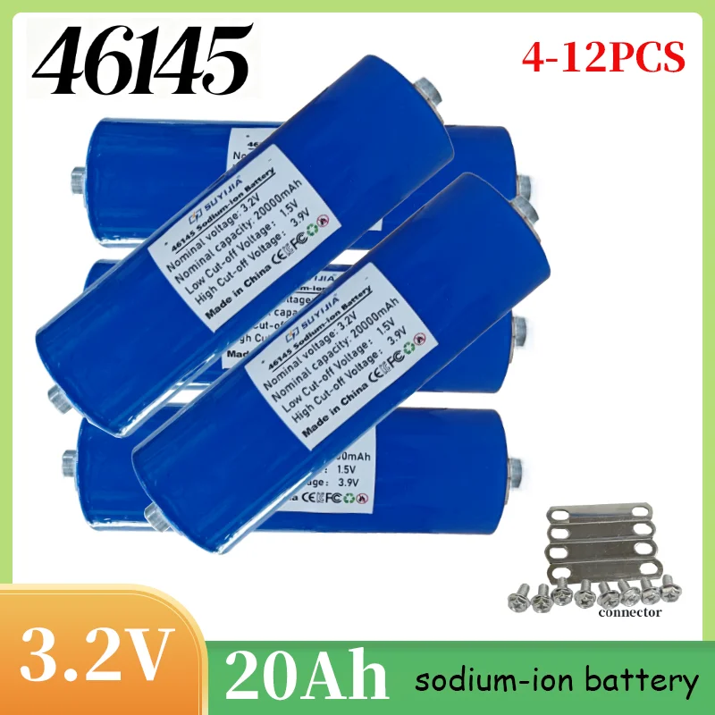 

3.2V 20Ah Sodium Ion Battery 46145 Grade A Sodium Ion Cell DIY 12.8V 24V E-tools Motorcycle Car Motor Modification
