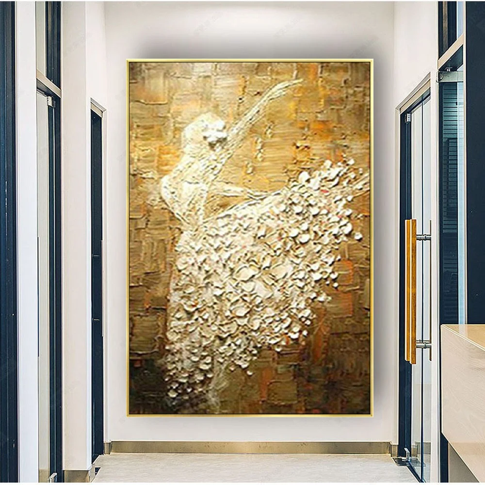 

pure Handmade Abstract 3D Texture Ballerina wall Art Modern Home Decor Wall Pictures large living room Oil Paintings On Canvas