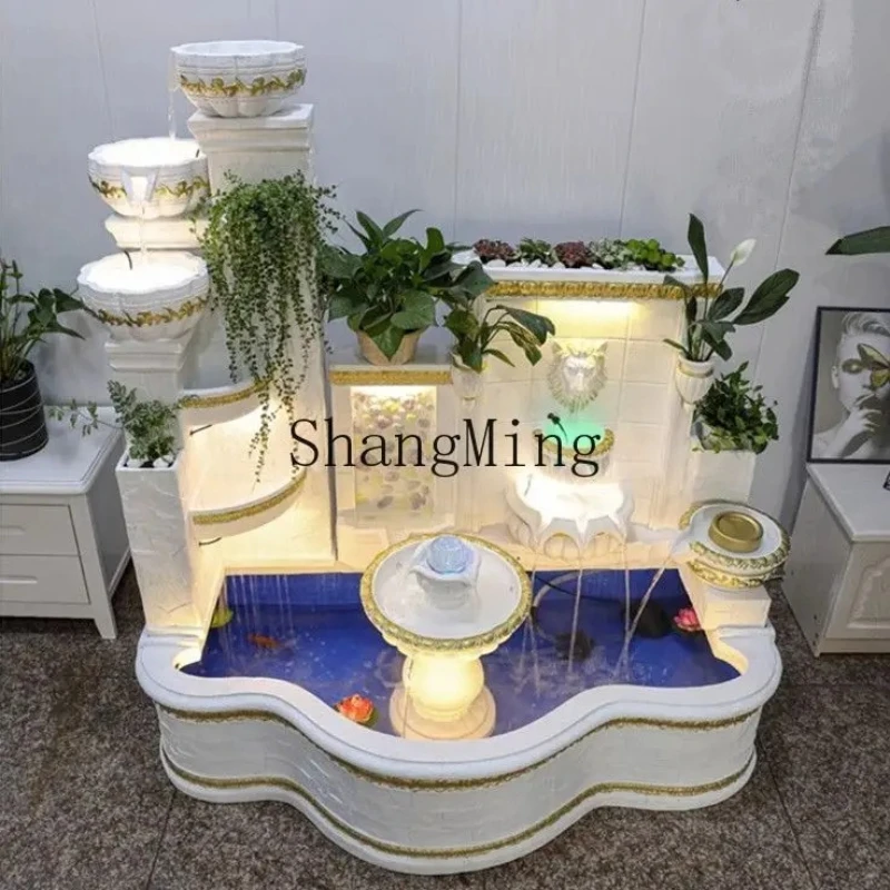 SM new running water fountain living room fish tank decoration indoor lucky balcony fish pond landscape ornament