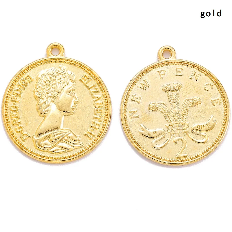 8 pcs Coin Charms Antique Bronze round metal pendant DIY Jewelry Making 28*24mm J414