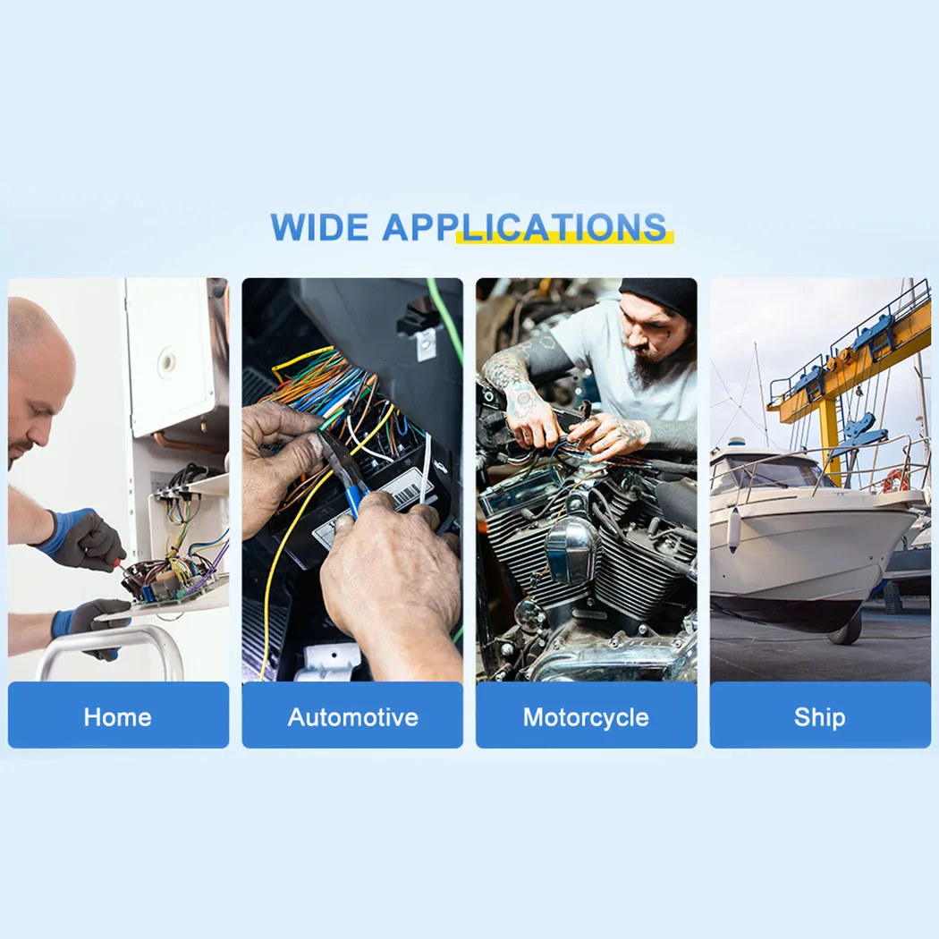 50 قطعة الحرارة يتقلص بعقب سلك محطة عدة مقاوم للماء تقلص لحام تجعيد لصق كابل كهربائي مشترك أنبوب موصل