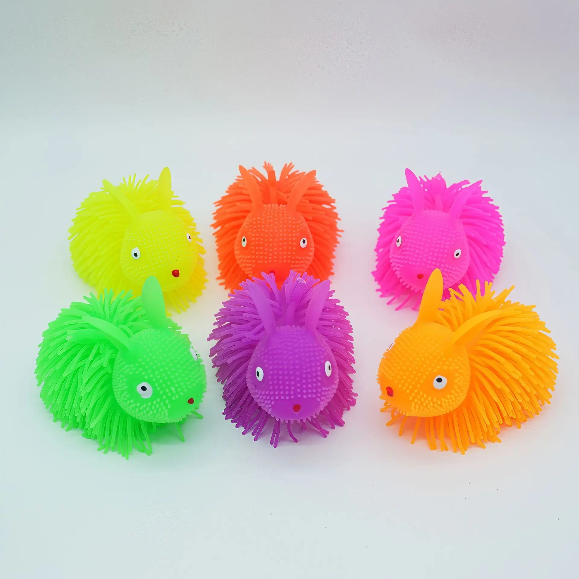 Cute Fluffy Puppy/Bunny Squeeze Ball Pinch Funny Cute Animal Spiky Ball Glowing Sensory Squishy Fidget Stress Relief Kids Gifts