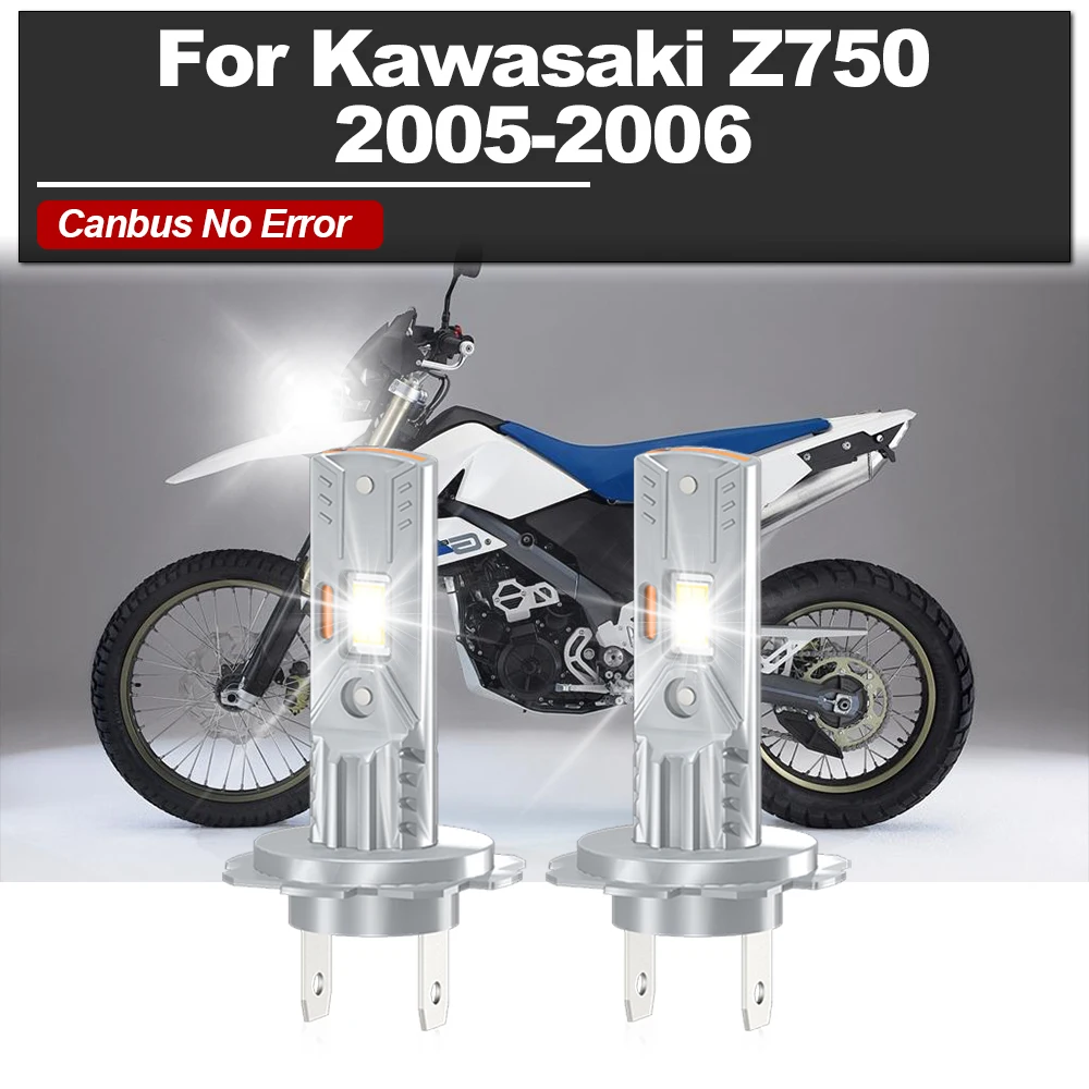 

20000LM Super Bright LED Headlights 120W Motorcycle Lights Bulbs 12V 6000K White Plug And Play For Kawasaki Z750 2005 2006