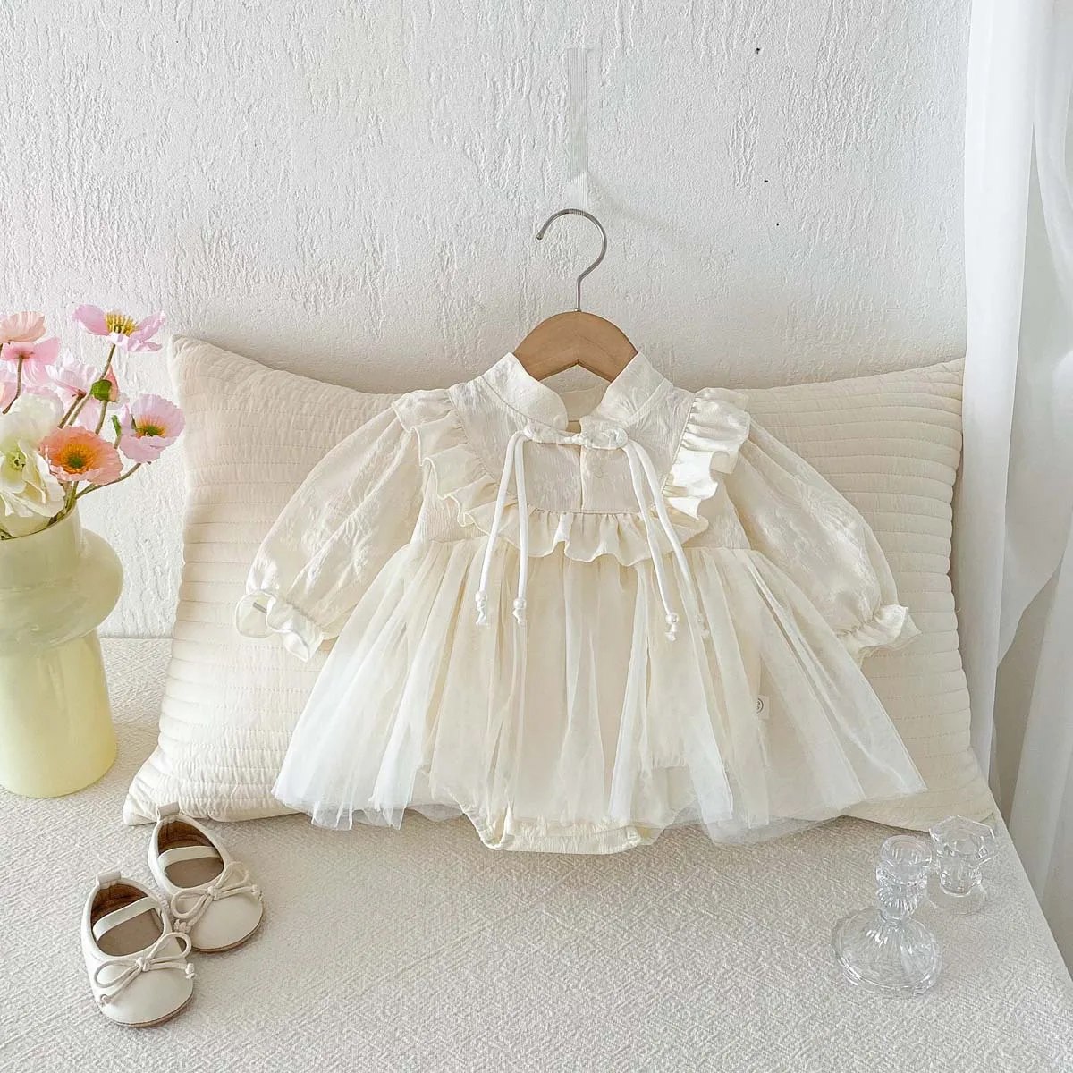 

Осенний наряд для маленьких девочек, сумка в китайском стиле, юбка в стиле вестерн, юбка принцессы Ха, милый детский комбинезон с длинными рукавами, платье для детей 0 лет