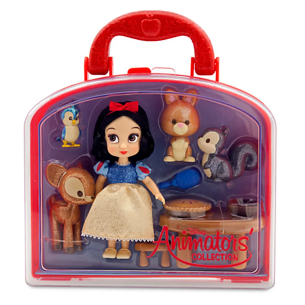 Disney Figure Mini Salon Doll Set Gift Box Disney Princess Stitch Action Figure Figurine Cartoon Collect Model Kid Birthday Gift