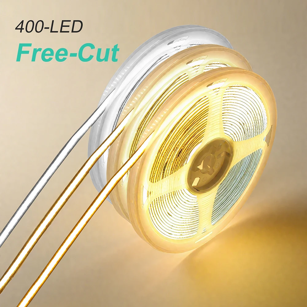 Free Cut Flexible COB LED Strip 5mm 8mm PCB Adahesive Tape Light 3000k 6000k 4000k 400 Leds 0.5m 2m 5m 10m 20m Linear Lighting