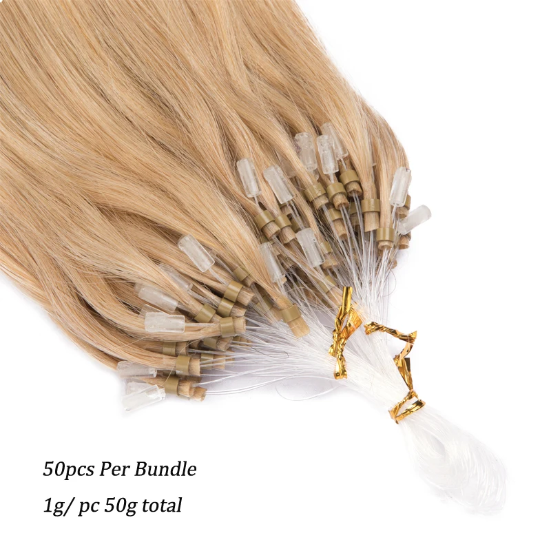 Straight Human Natural Hair Extensions 40g 50g Micro Loop Human Fusion Hair 100% Remy Human Hair Micro Ring Fishing Line Hair