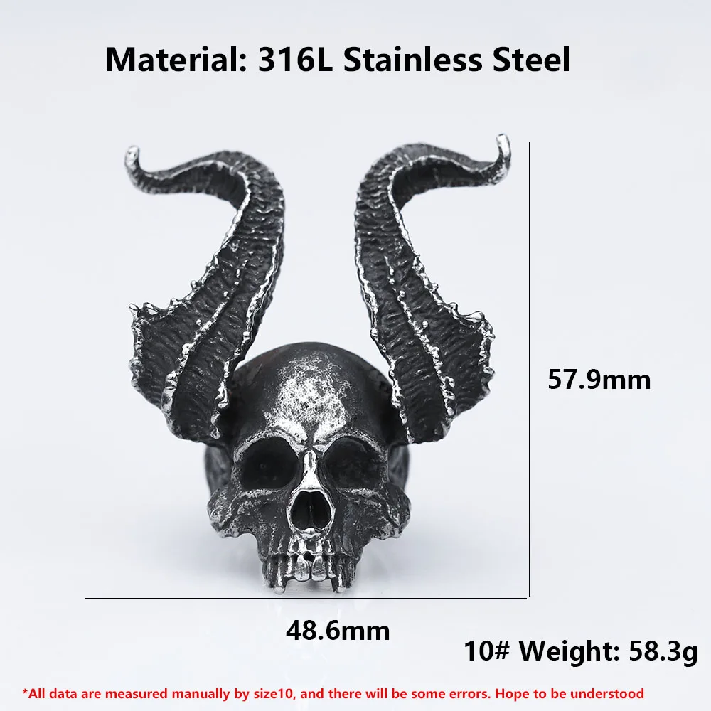 2022 NEW Men\'s 316L stainless-steel rings Skull Ring Horned Satan Devil ring for teens gothic punk Jewelry Gifts Dropshipping