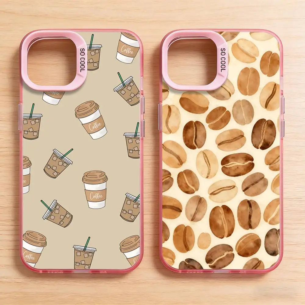 

Latte Coffee Beans Pattern Phone Case for iPhone 17 16 15 14 13 12 11 Pro Plus Max Mini X XS Air Stylish Cover