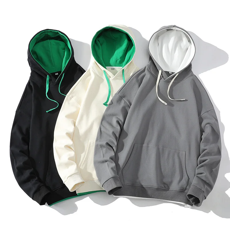 Hooded Hoodie Men's Cotton Spring Autumn Solid Color Men's Hoodie Loose Version