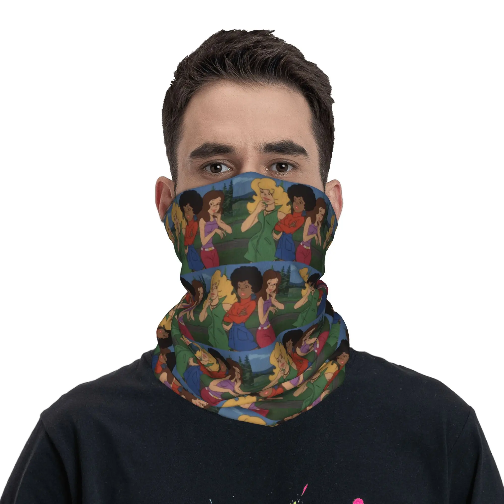 Captain Caveman and the Teen Angels Themed  Bandana Neck Gaiter Printed Mask Scarf Warm Face Mask Riding Unisex Adult