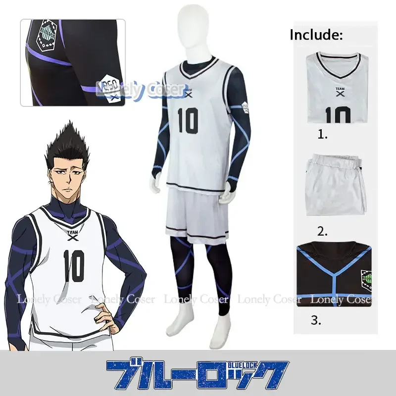 Anime Blue Lock Shoei Baro Cosplay Costume Team X White Jersey Football Club Sportswear Vest Shorts Jumpsuit #10 IN STOCK Men