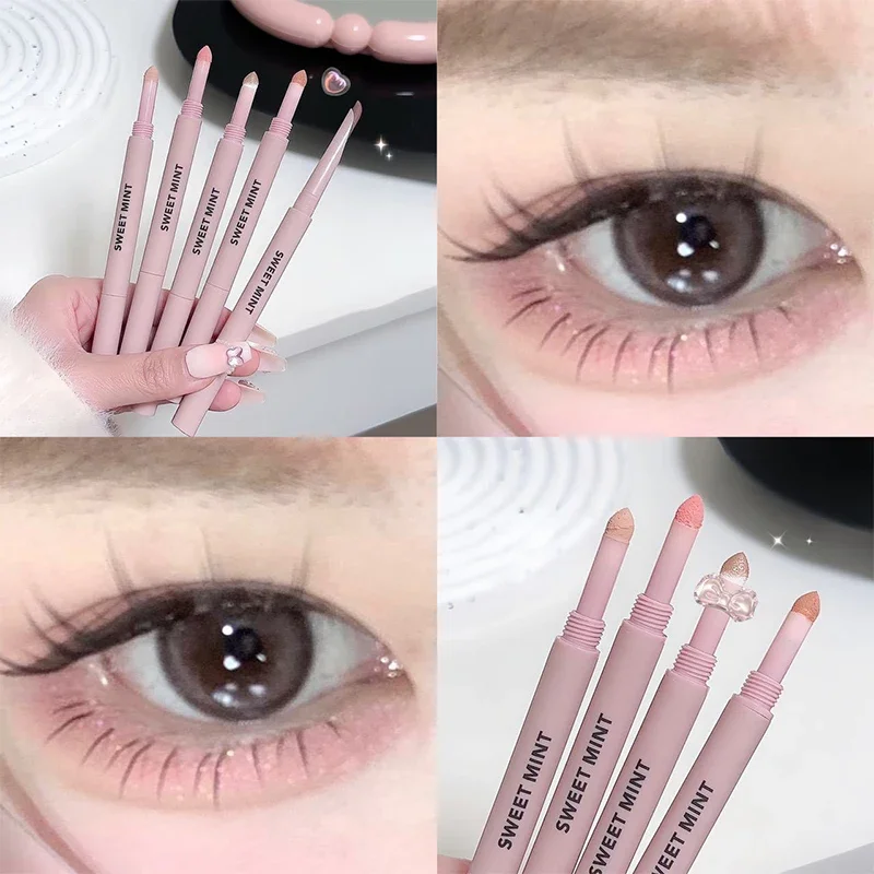 Meniscus Double-end Liggende Zijderups Eyeliner Potlood Parelmoer Matte Naakt Roze Markeerstift Shadow Pen Verhelderende Oogmake-up