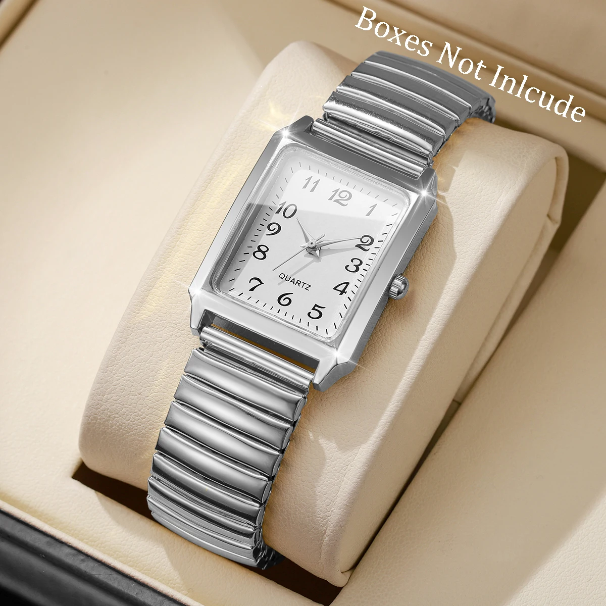 Fashion Rectangle Arabic Dial Women Watches  Casual Asual Elastic Strap Quartz Wristwatch for Ladies Relogio Feminino (No Box)