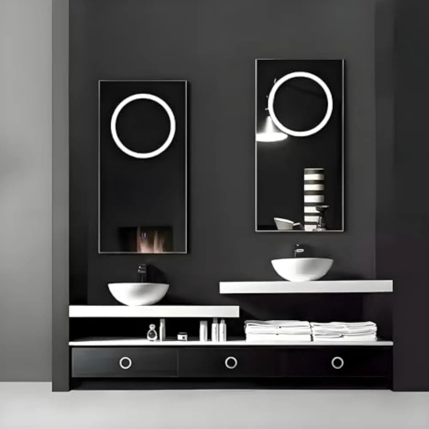 

*v Integrated Sintered Stone Countertop Modern Floating Vanity with Smart Defogging Mirror and Sink for Hotel & Villa Use