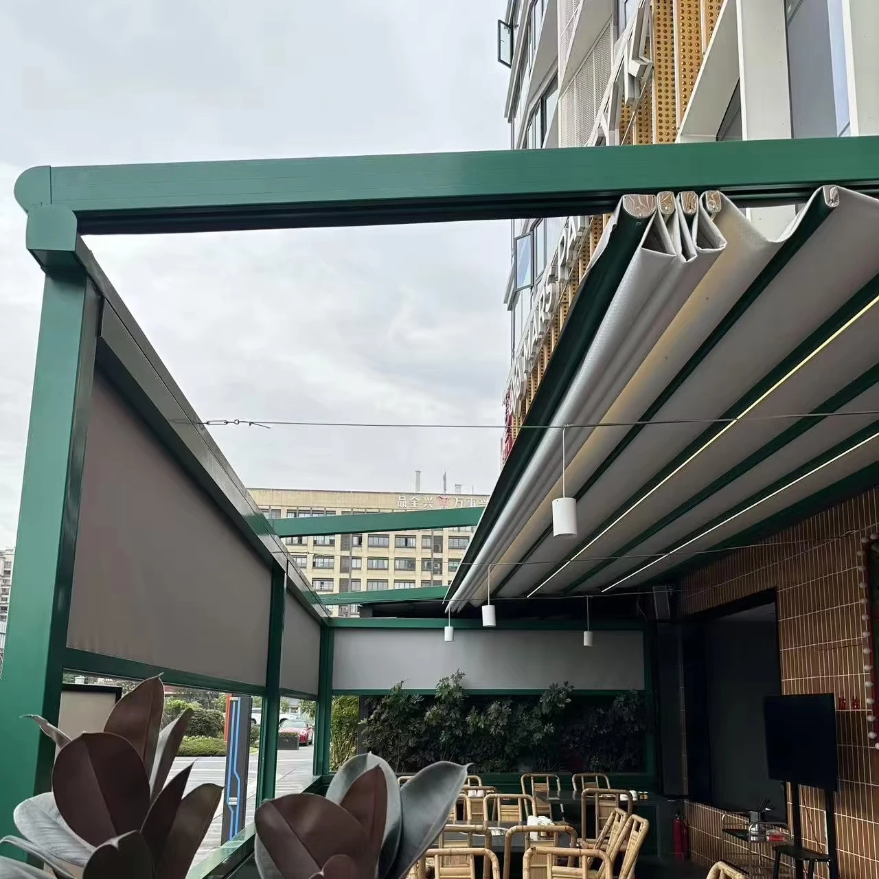 Motorized Outdoor Retractable Roof Waterproof PVC Pergola Aluminum Electric Canopy Folding Roof Patio SunShade Automatic Awning