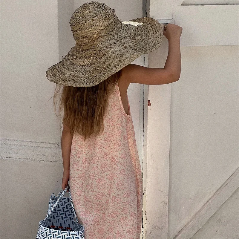 2025 Summer Girls Floral Gauze Slip Dress Lace Casual Simple New Fashionable Floral Casual Sweet Kids Dresses for Girls