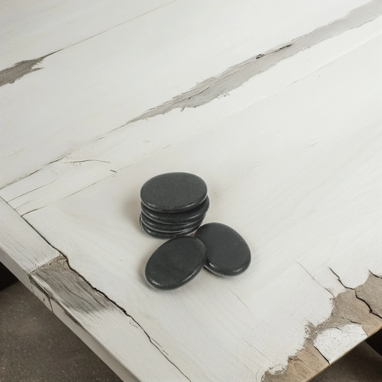 หินนวดภูเขาไฟ 6 ชิ้น หินบำบัดพลังงานจากธรรมชาติสำหรับการบำบัดร่างกาย หินร้อนสีดำ เรียบเนียน ดูแลผิว ผ่อนคลาย