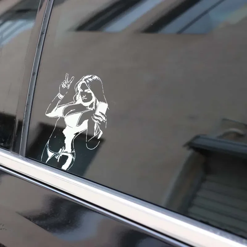 Charming Lovely Taking Photo Girl Popular Fashion Style Vinyl Decal Black/Silver Car Sticker 9.6cm*15cm