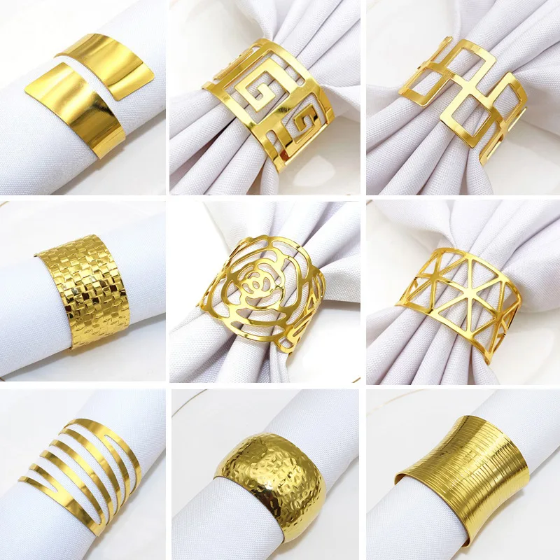 Drum pattern napkin ring metal hollow napkin buckle hotel table napkin ring