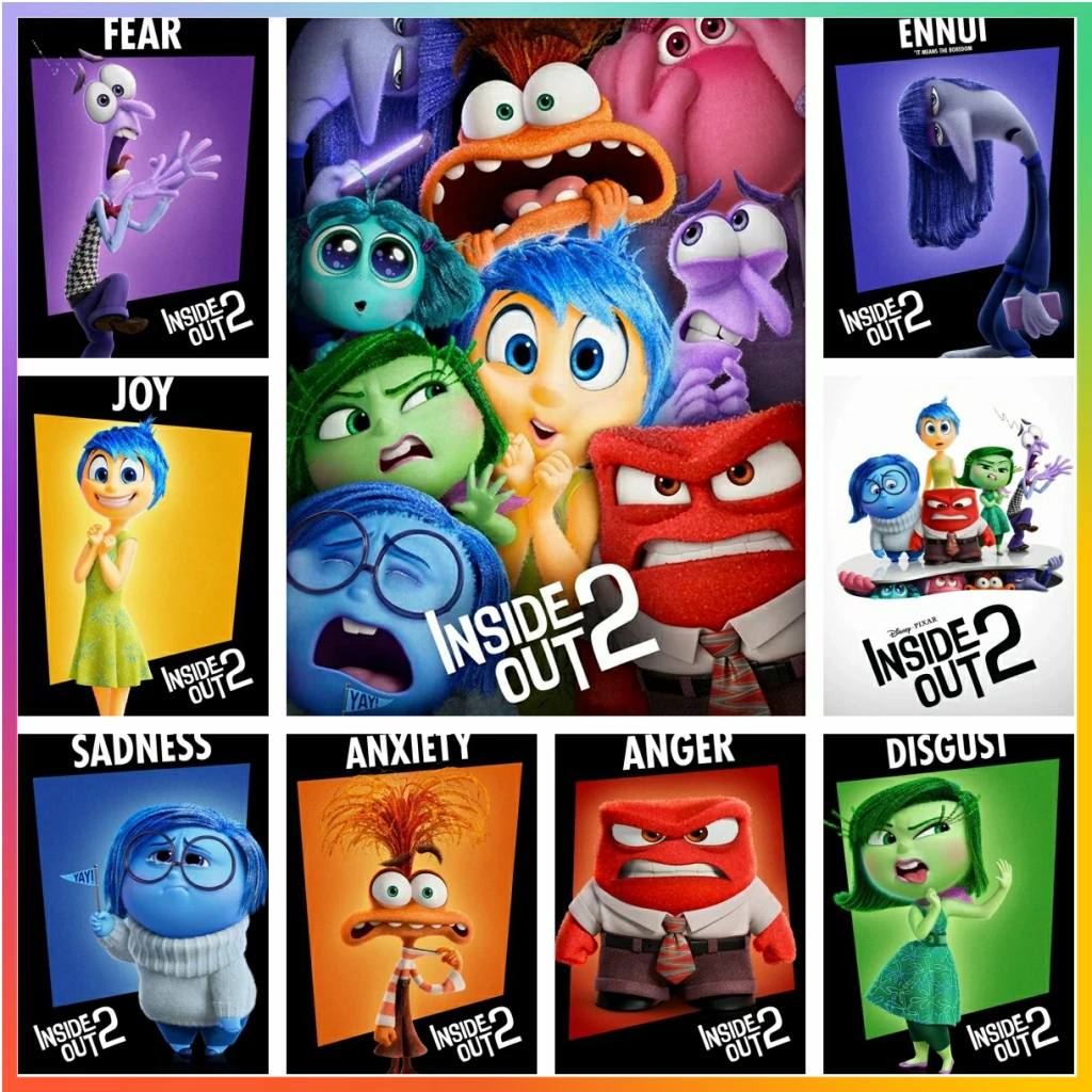 Inside Out 2 Disney Movie Graffiti Cartoon Funny Mosaic Diamond Painting Pictures Cross Stitch Puzzle Home Decor 5D DIY Art New