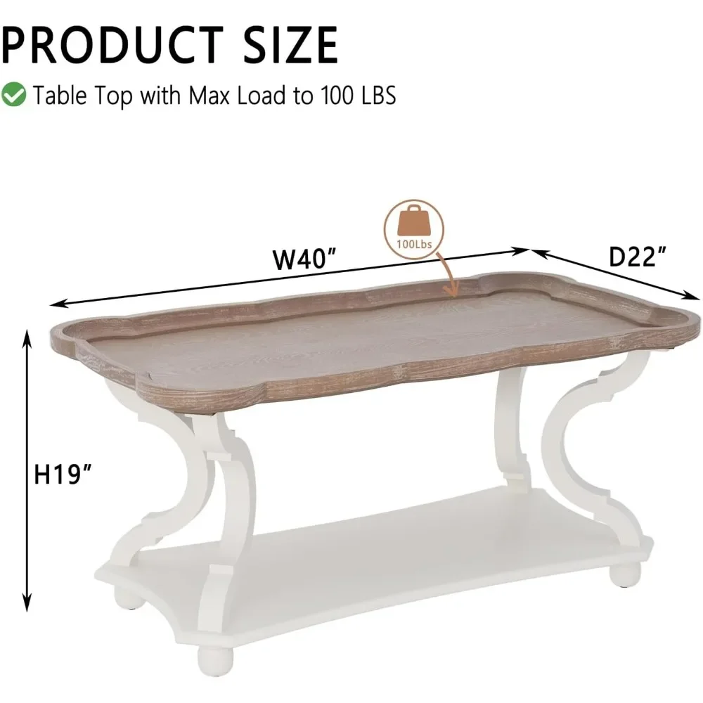 Mesa de café de algodão rústica, mesa de sofá para jantar familiar ou sala de estar, espaços pequenos, acabamento artesanal